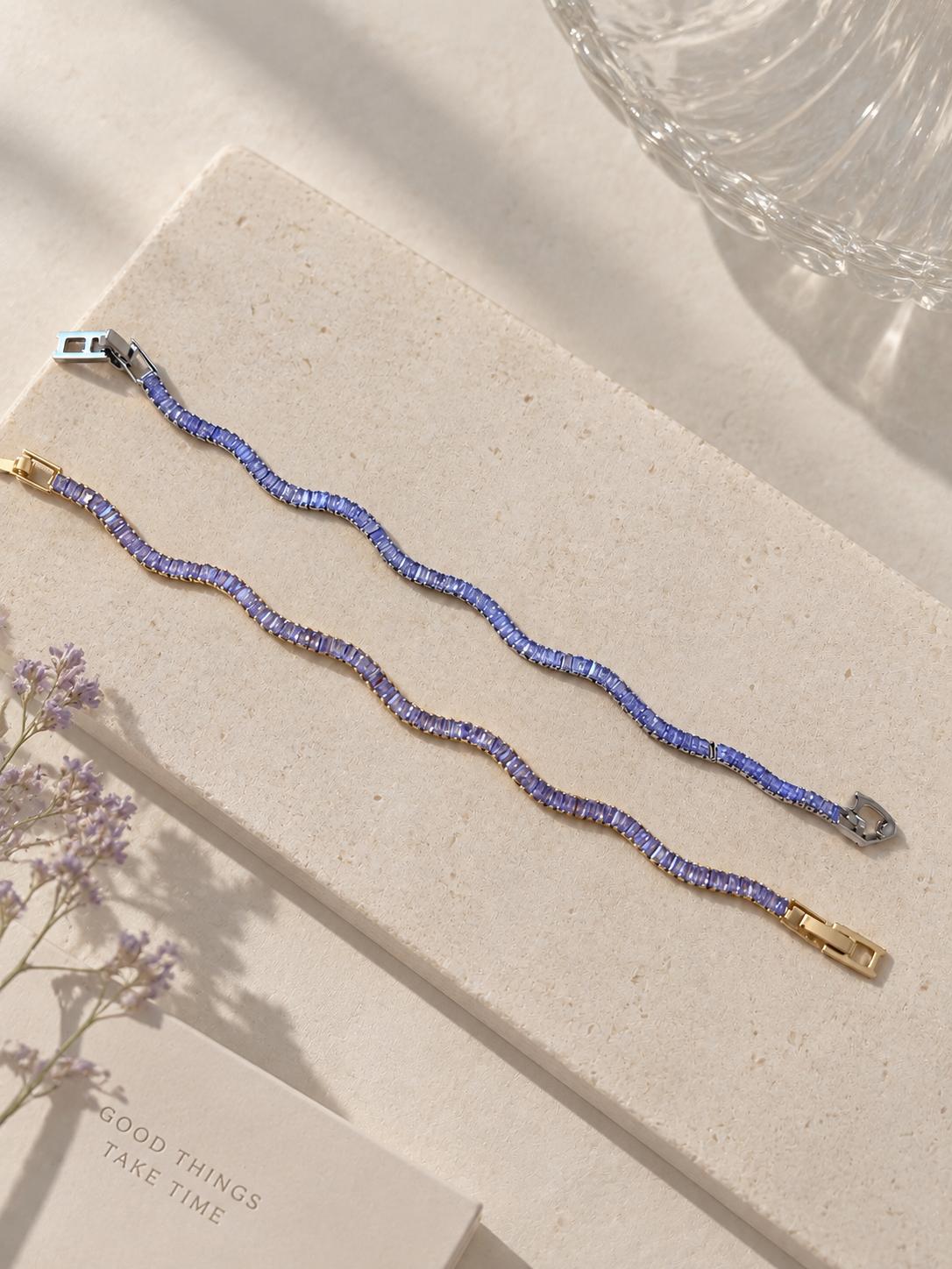 Purple waves baguette bracelet